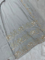 1204 Floral Hand-Work Partywear - Dove Grey