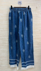 1189 Embroidered Denim Coordset - Dark Blue