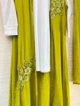 1191 Embroidered Shrug Coord Set - Lime