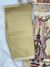 1449 Pakistani Embroidered Suit - Sand Beige