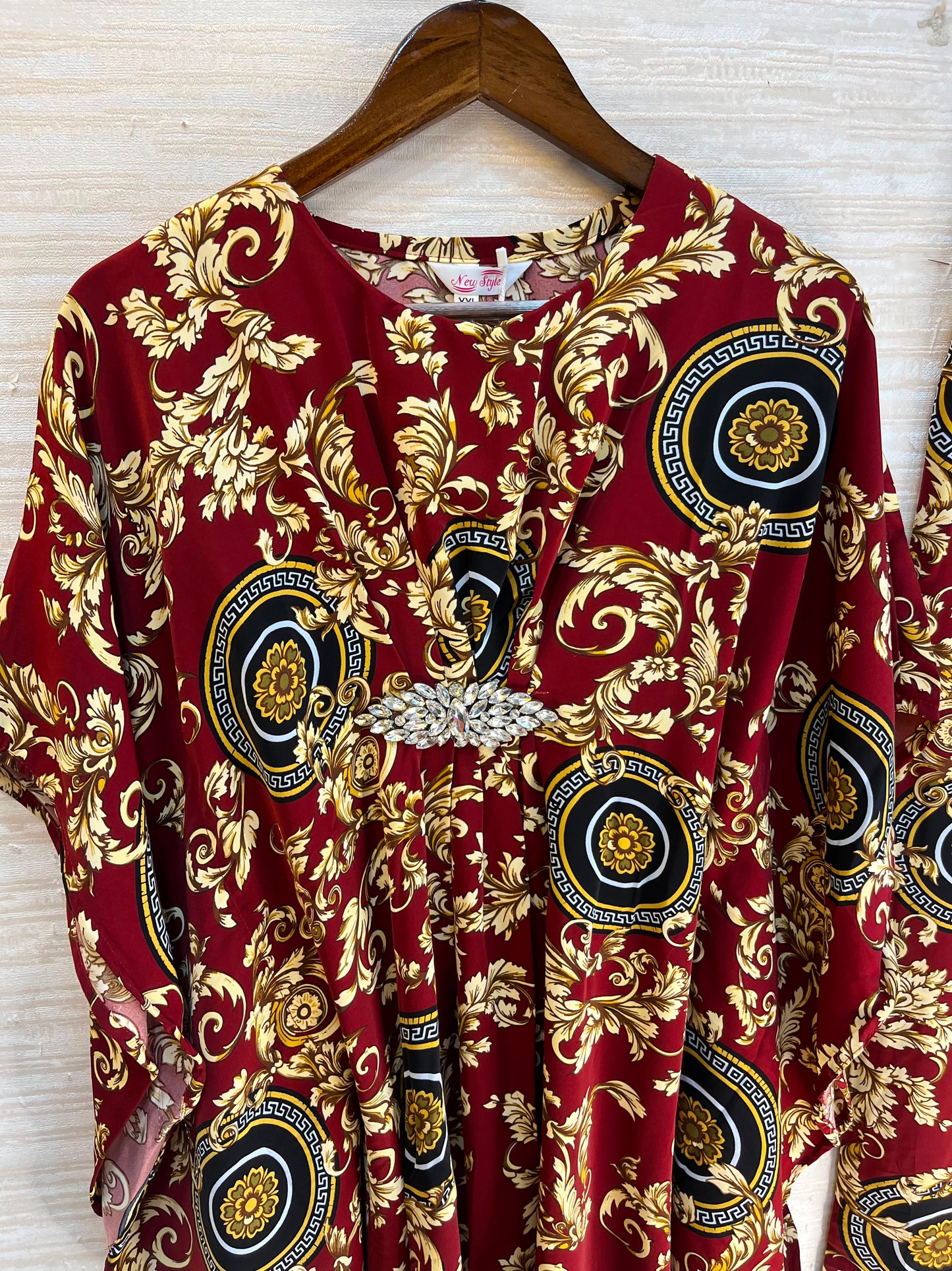 1201 Kaftan Coord Set - Maroon Red