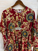 1201 Kaftan Coord Set - Maroon Red
