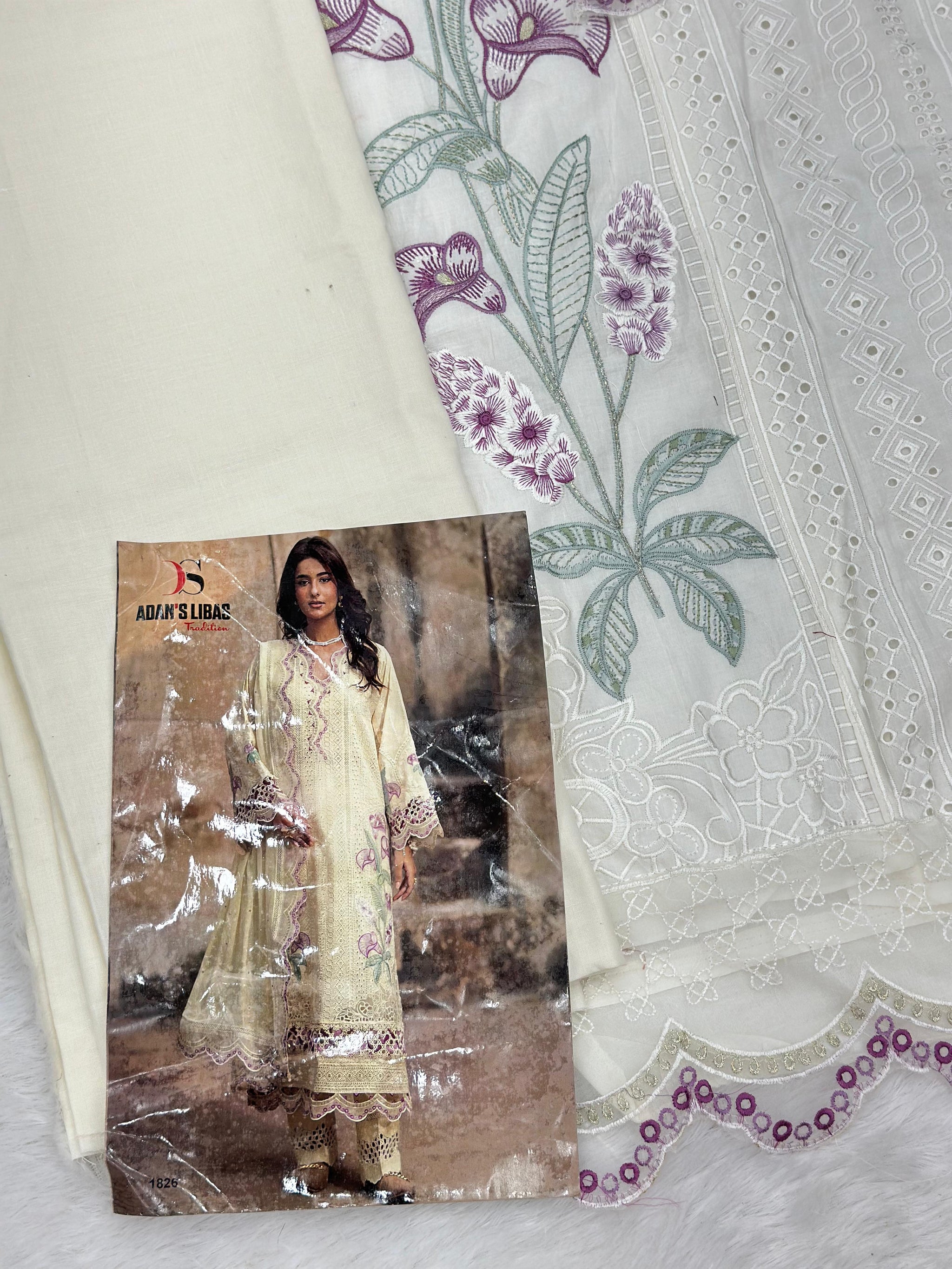 838 Adan Libas Pakistani Unstitched Lawn Suit