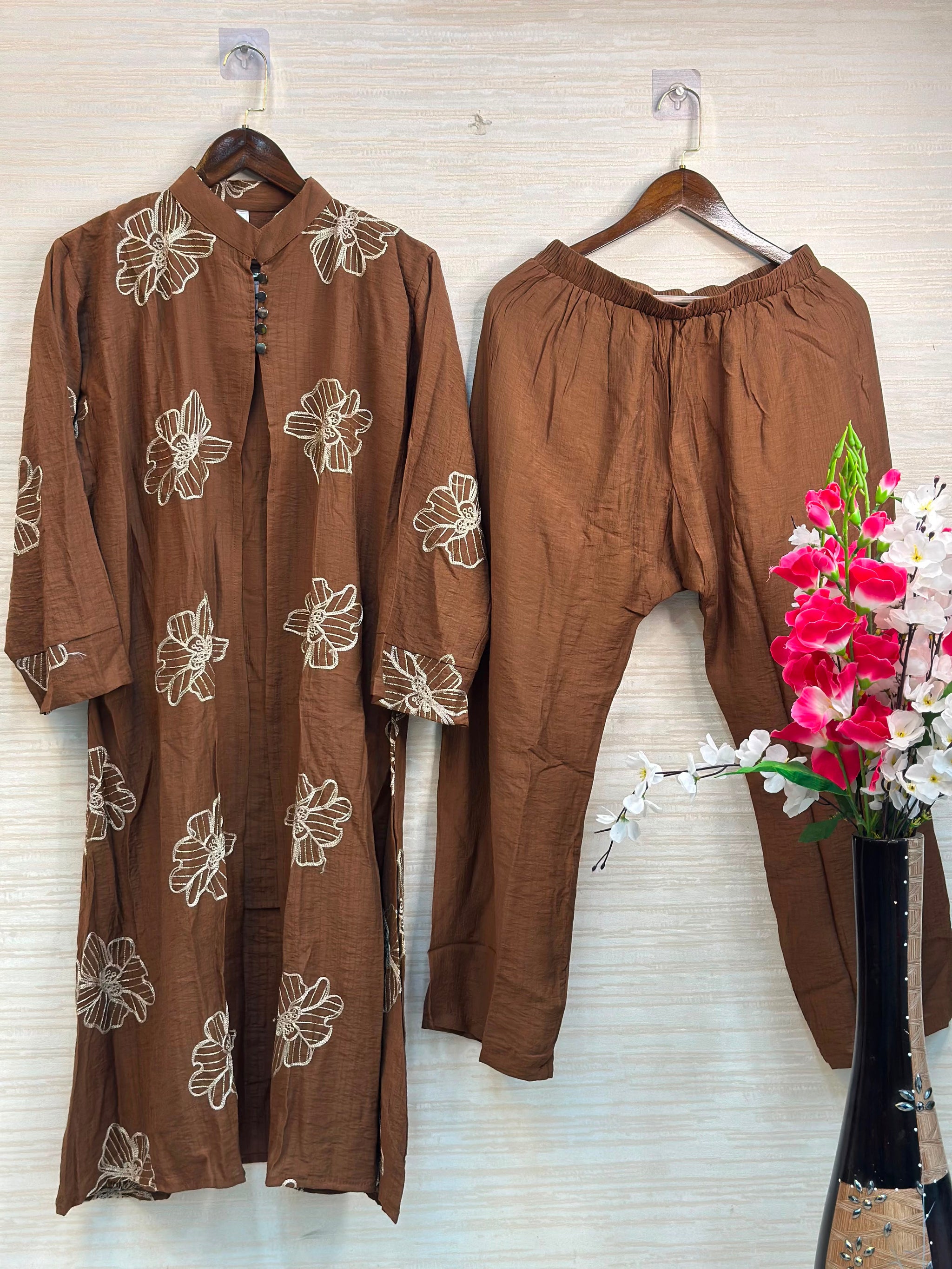 925 Modest Long Coord-Set -  Brown