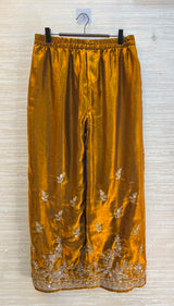 1204 Floral Hand-Work Partywear - Mustard Gold