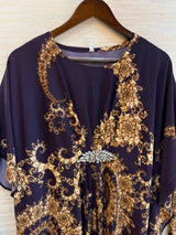 1201 Kaftan Coord Set - Navy Blue