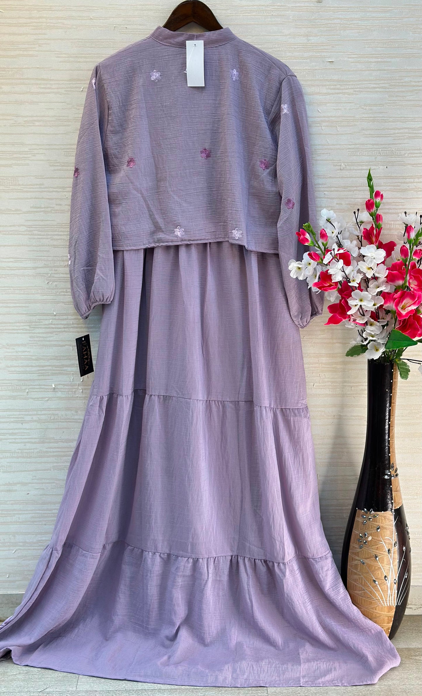1208 Korean Jacket Gown Set - Lilac