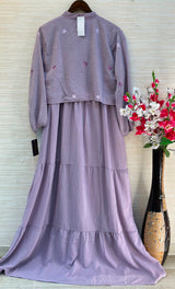 1208 Korean Jacket Gown Set - Lilac