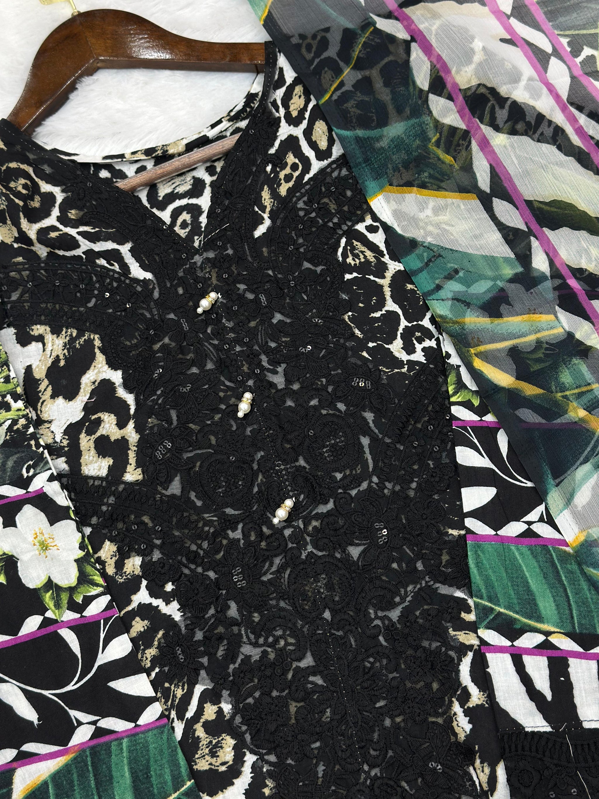 744 Readymade Jade Pakistani Floral Printed Lawn Suit - Cotton