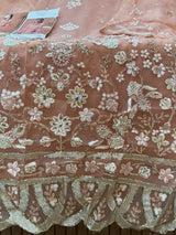 1438 Pakistani Unstitched Partywear - Peach