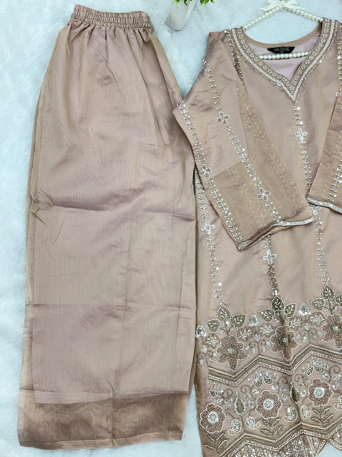1428 Heavy Pakistani Partywear - Nude Peach