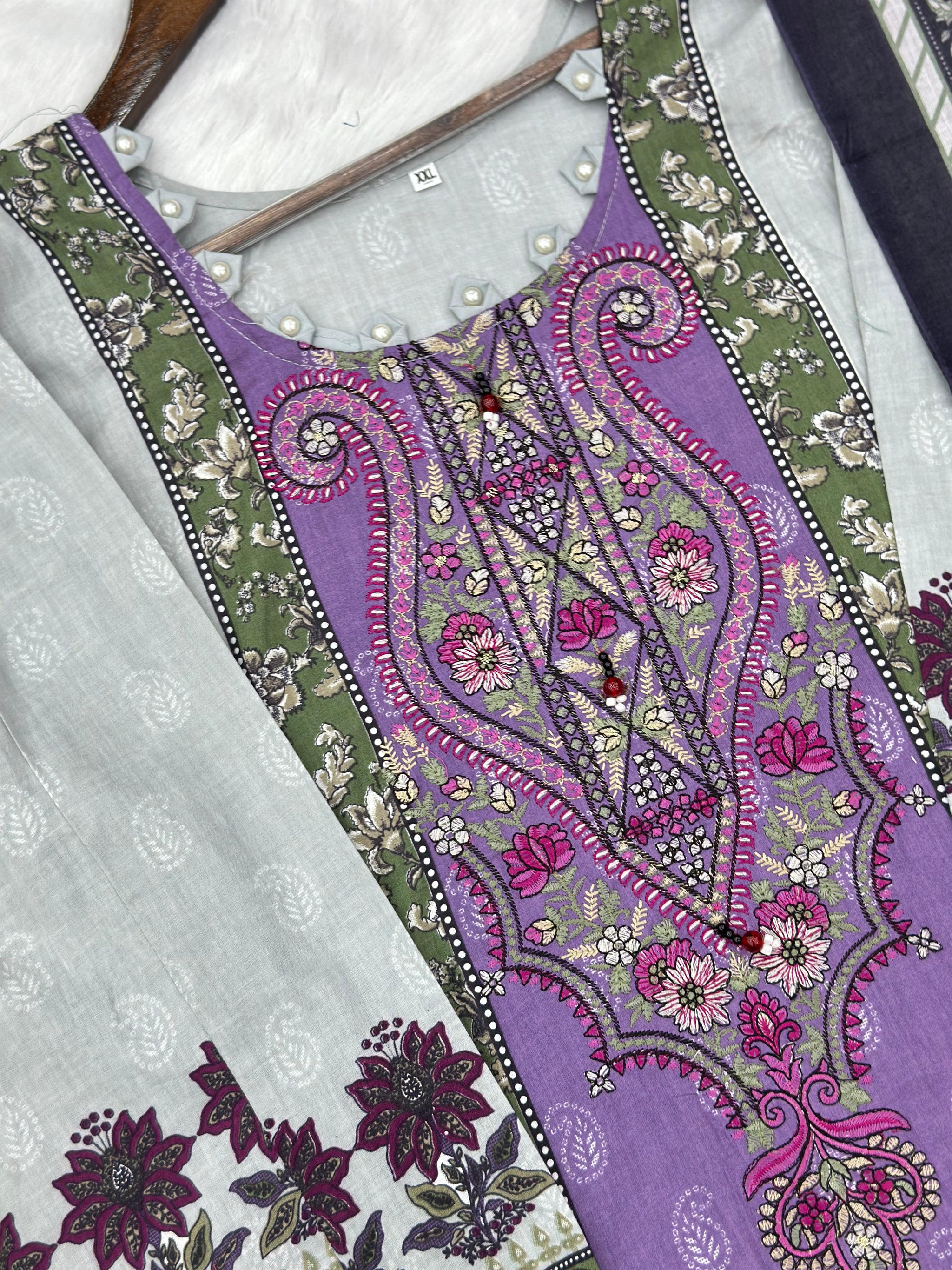 851 Readymade Pakistani Floral Embroidery Lawn Suit