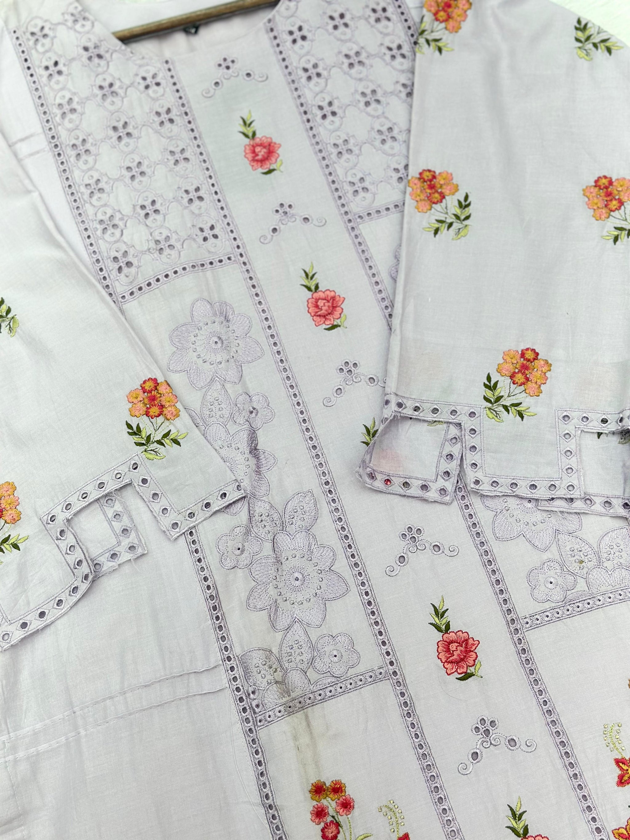 660 Premium Pakistani Lawn Cordset Set - Ash Lilac