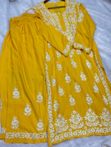 663 Lucknowi Palazzo Set -  Yellow