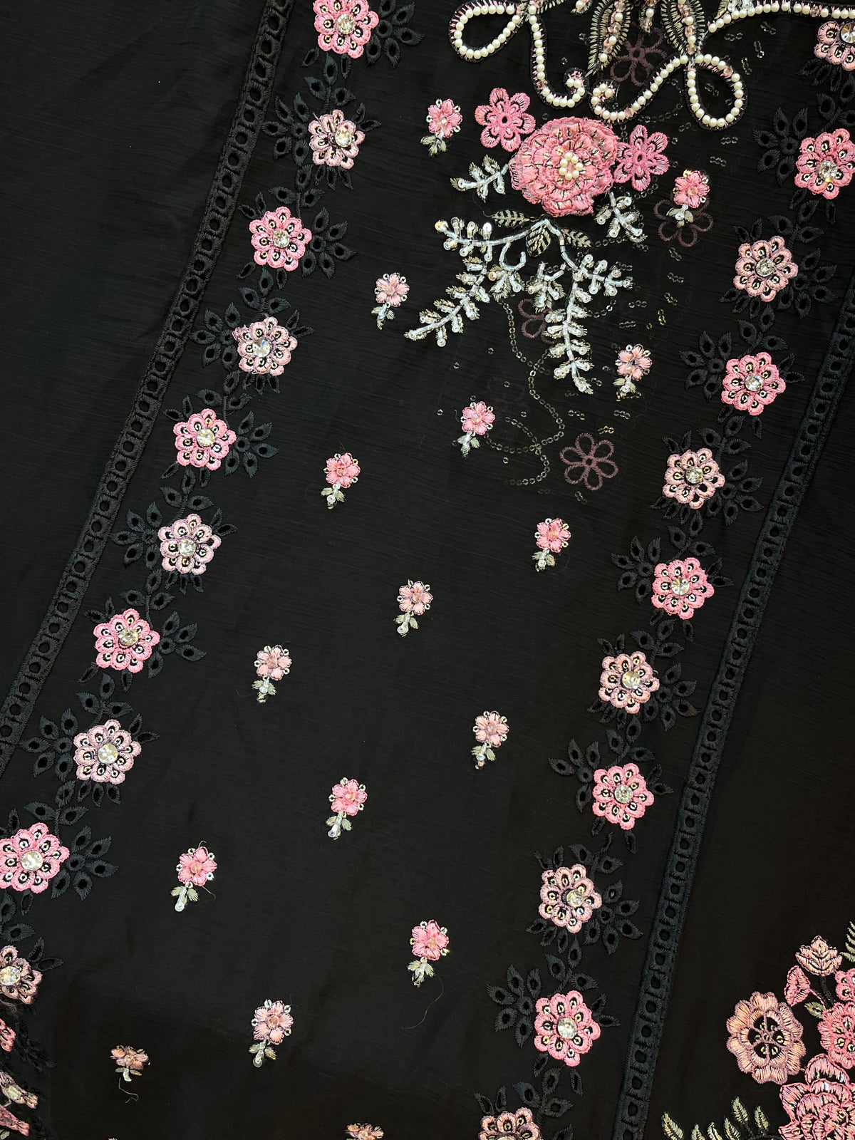 1487 Pakistani Unstitched Party Wear - Black