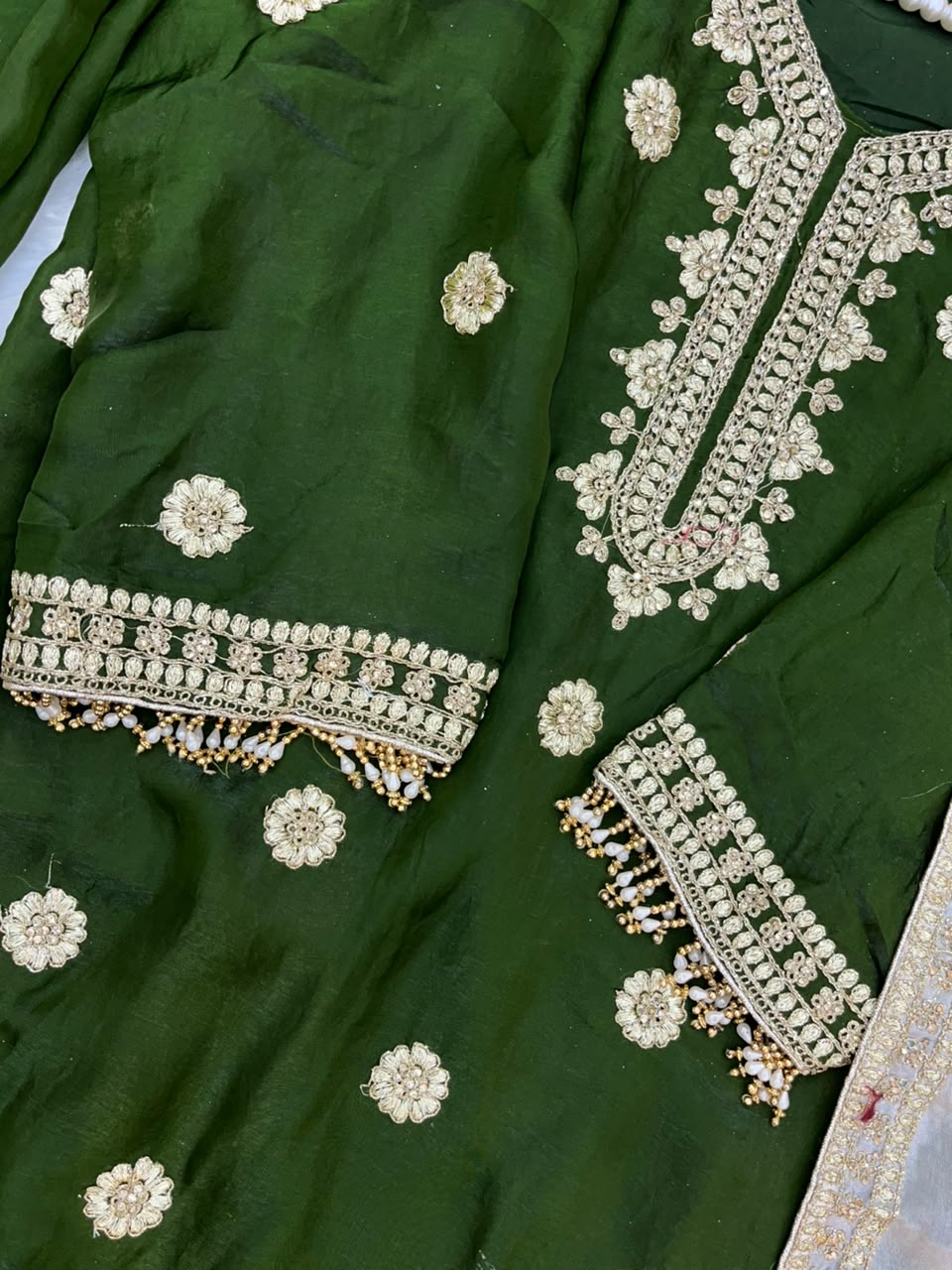 1489 Pakistani Party Wear - Bottle Gren