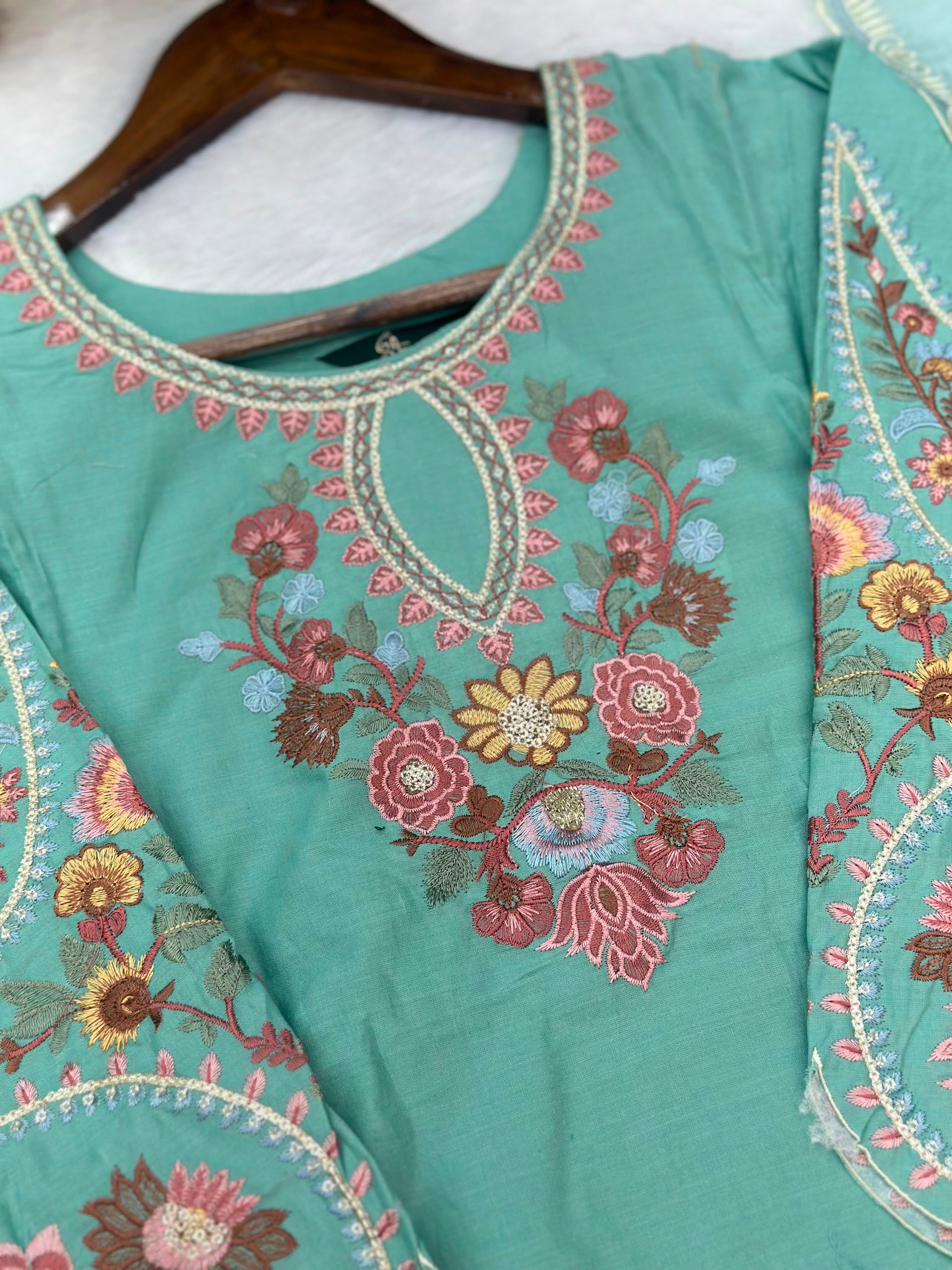 708 Pakistani Embroidery Coord set - Sea Green