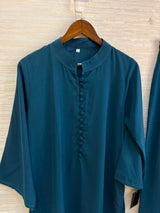 1062 Modest Mandarin Coord Set - Teal Blue
