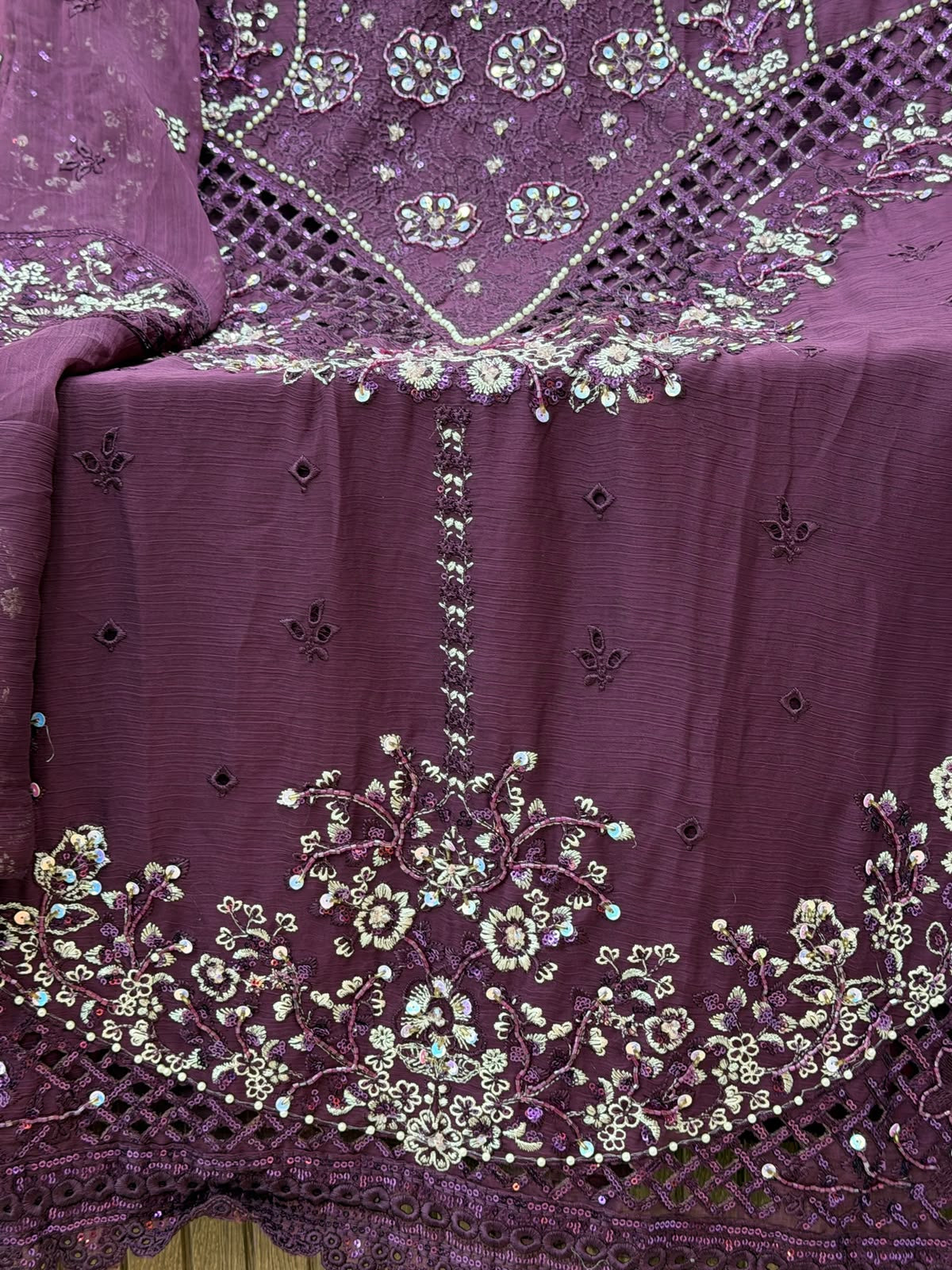 1442 Motifz Unstitched Partywear - Purple