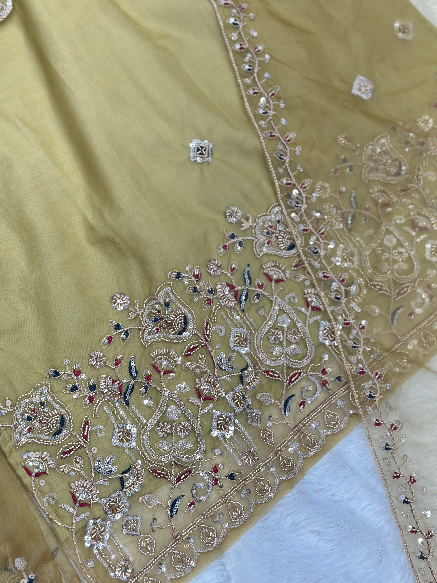 633 Pakistani Hand-Work Embroidery Sharara Set