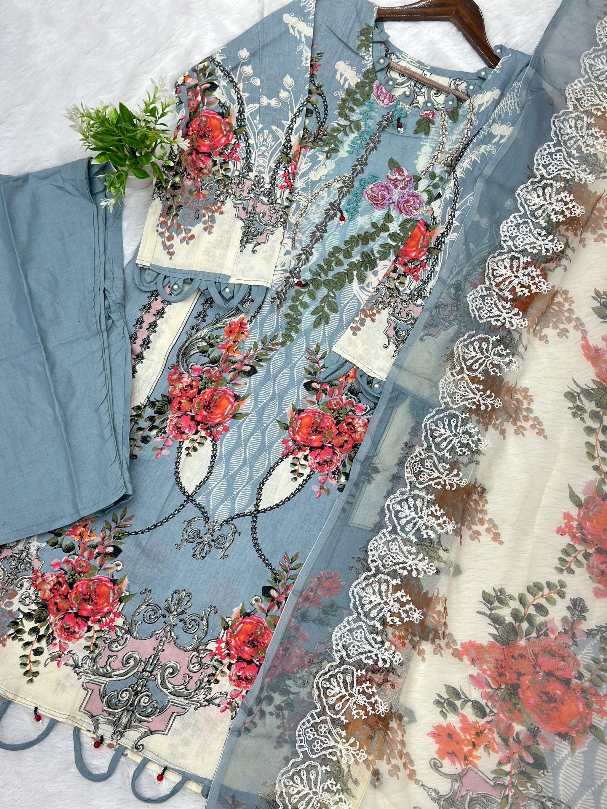 785 Readymade Jade Pakistani Floral Printed Lawn Suit