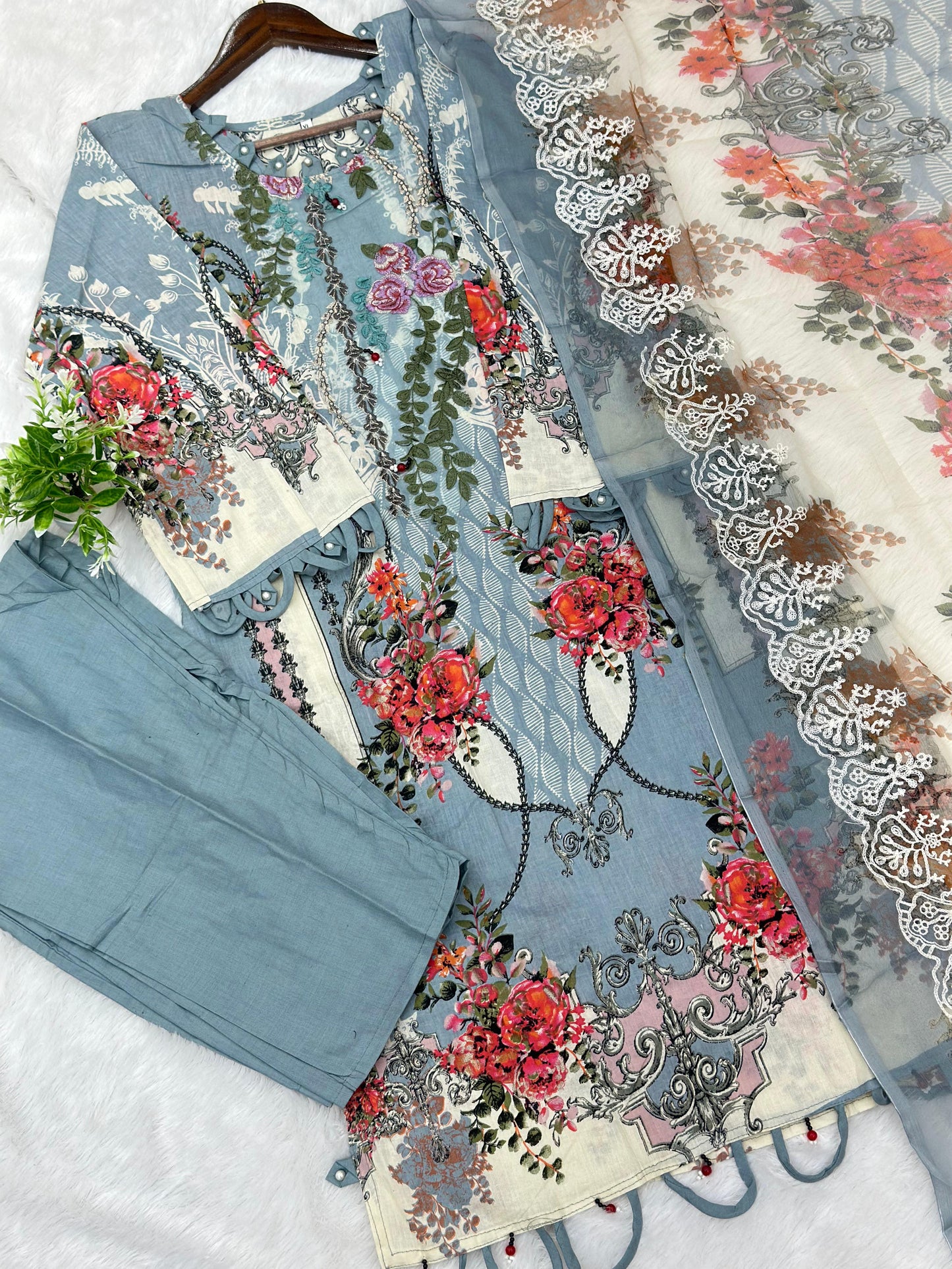 785 Readymade Jade Pakistani Floral Printed Lawn Suit