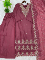 1204 Floral Hand-Work Partywear - Wine Maroon
