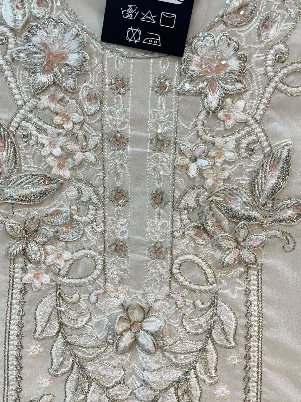 1488 Pakistani Unstitched Party Wear - Cream