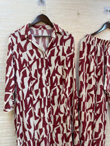 974 Floral Printed Coord-Set - Maroon