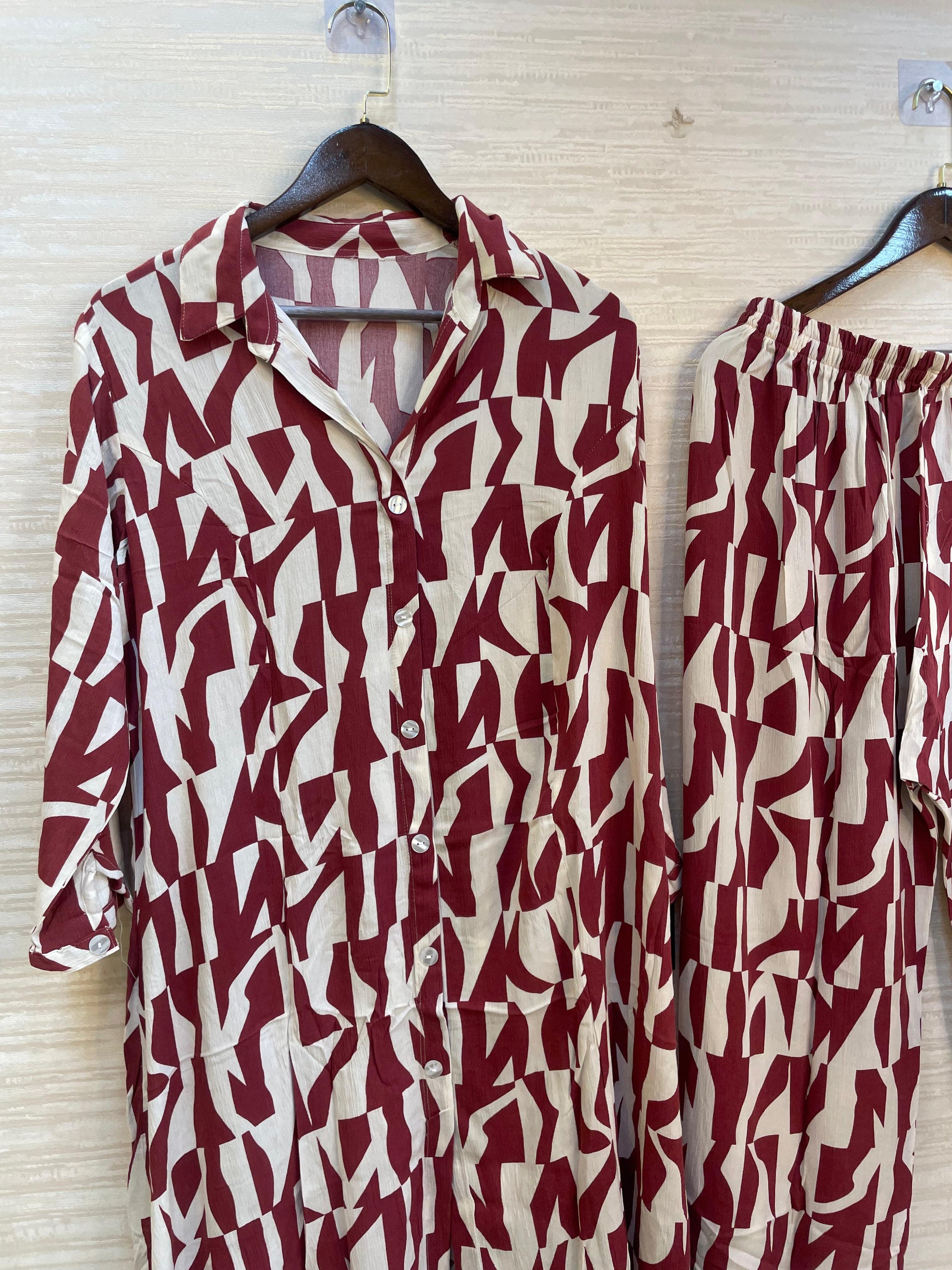 974 Floral Printed Coord-Set - Maroon