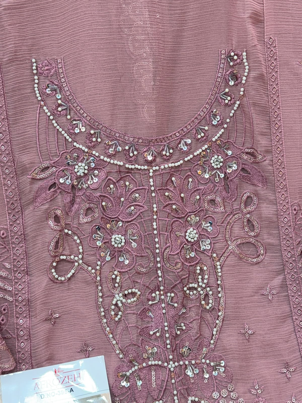 1456 Pakistani Unstitched Partywear - Rose Pink