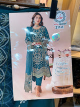 1782 Pakistani Unstitched Party Wear - Teal Green