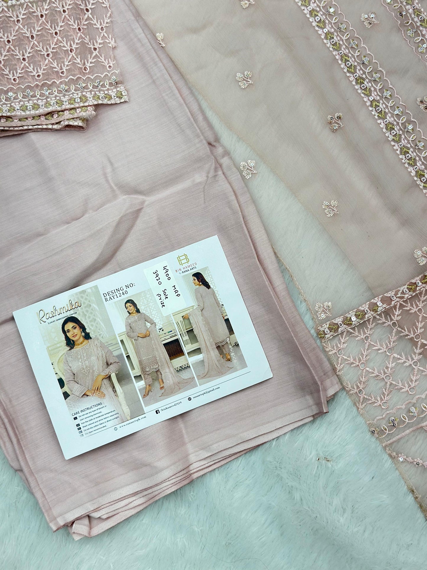 877 Semi-Stitch OG Bin Hameed Luxury 
Embroidered Chiffon