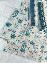 884 Unstitched OG Jade Jasmine 3pc lawn suit