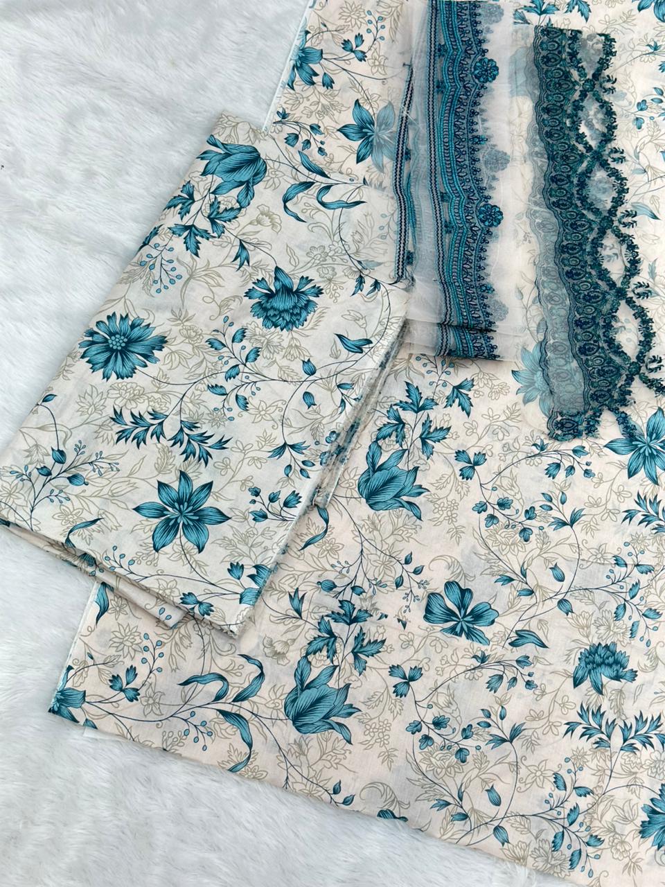 884 Unstitched OG Jade Jasmine 3pc lawn suit