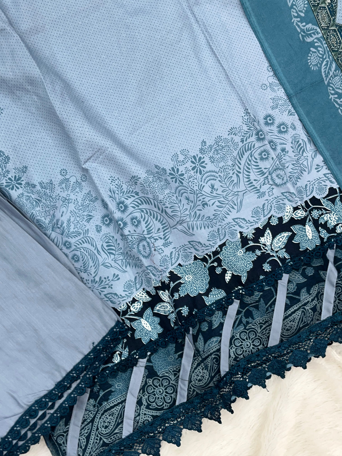 1449 Pakistani Embroidered Suit - Powder Blue