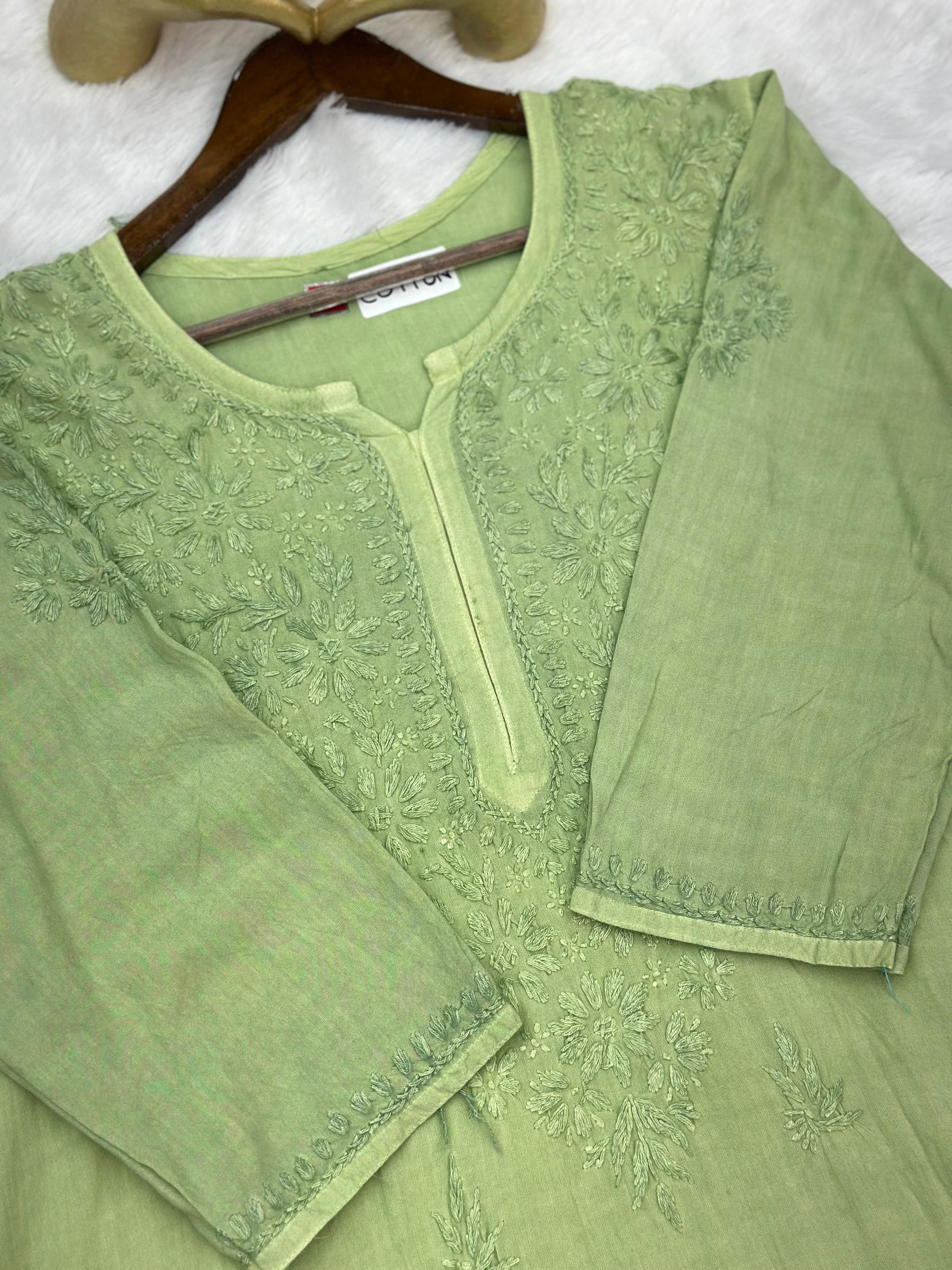 693 Lucknowi Palazzo Set - Pistachio Green