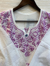 618 Lucknowi Short Kurti Set | White - Purple