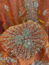 1204 Floral Hand-Work Partywear - Burnt Orange