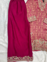 1423 Banarasi Readymade Suit - Pink