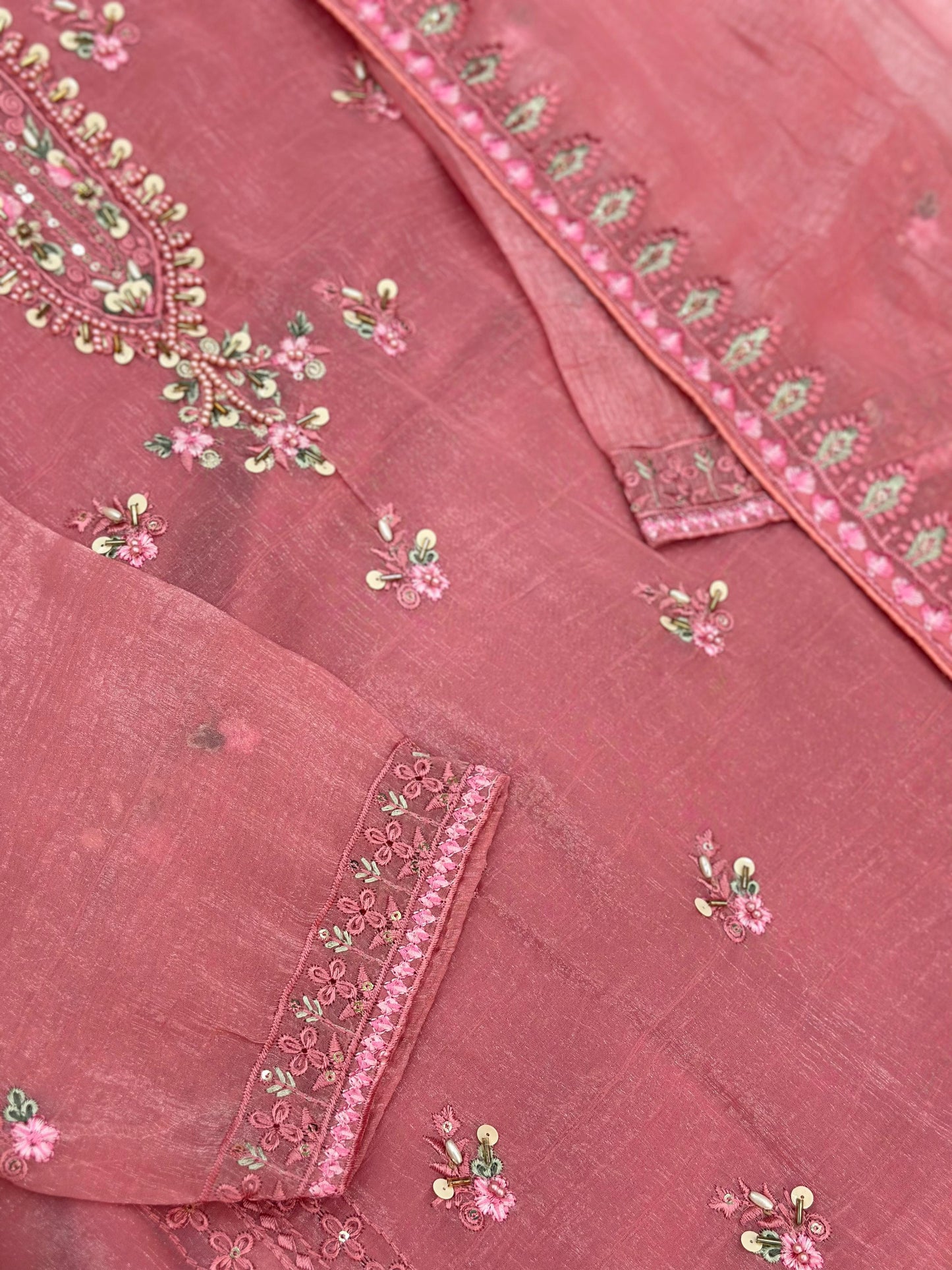 651 Pakistani Floral Party Wear Set - Dusty Rose