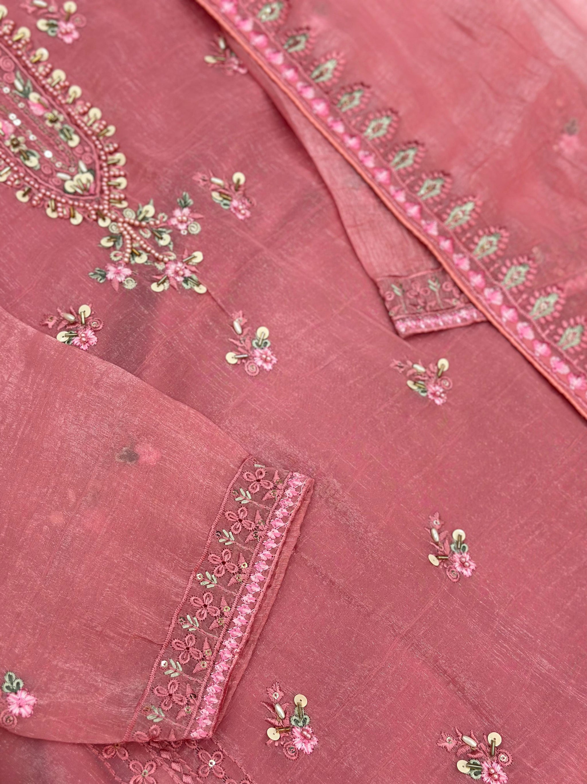 651 Pakistani Floral Party Wear Set - Dusty Rose
