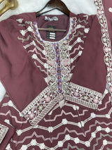 653 Pakistani Embroidered Frock Set - Onion Pink