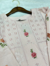 660 Premium Pakistani Lawn Cordset Set - Pink