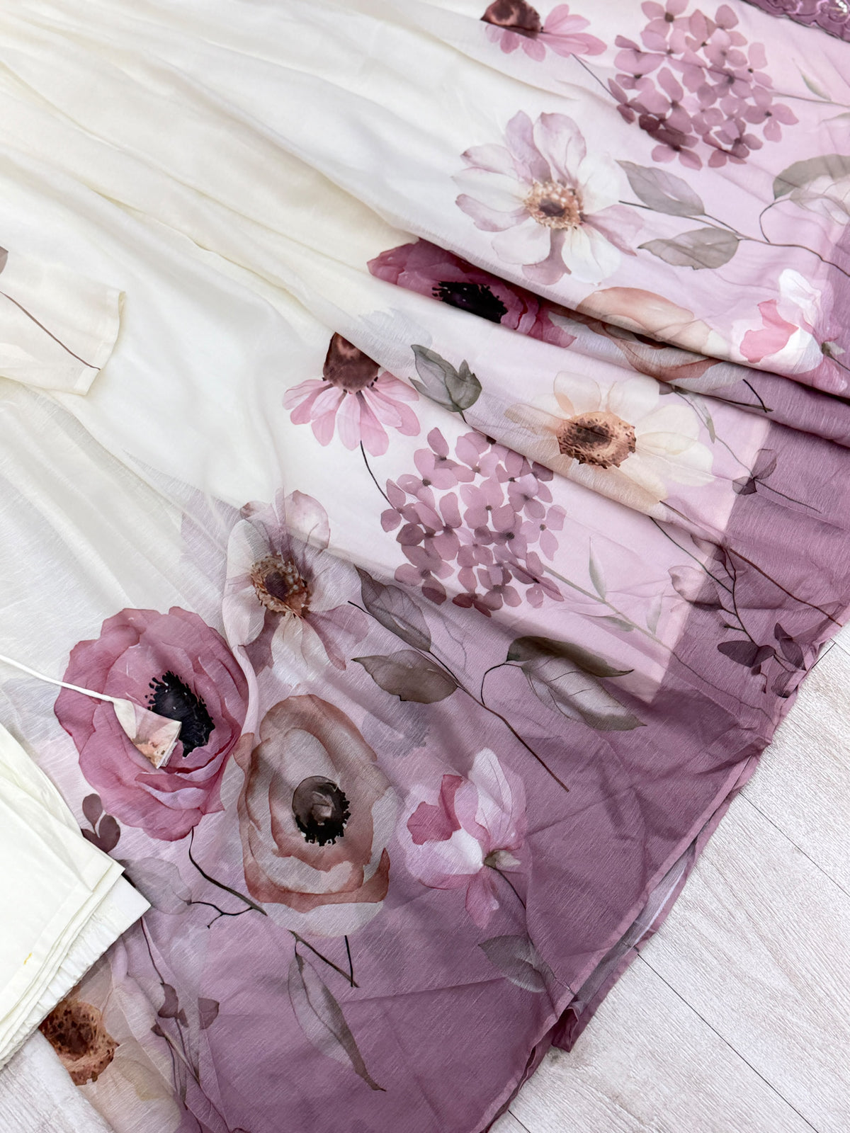 1457 Floral Gown Set - Dusty Mauve