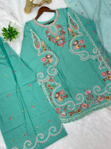 708 Pakistani Embroidery Coord set - Sea Green