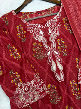 1450 Pakistani Embroidered Suit - Maroon