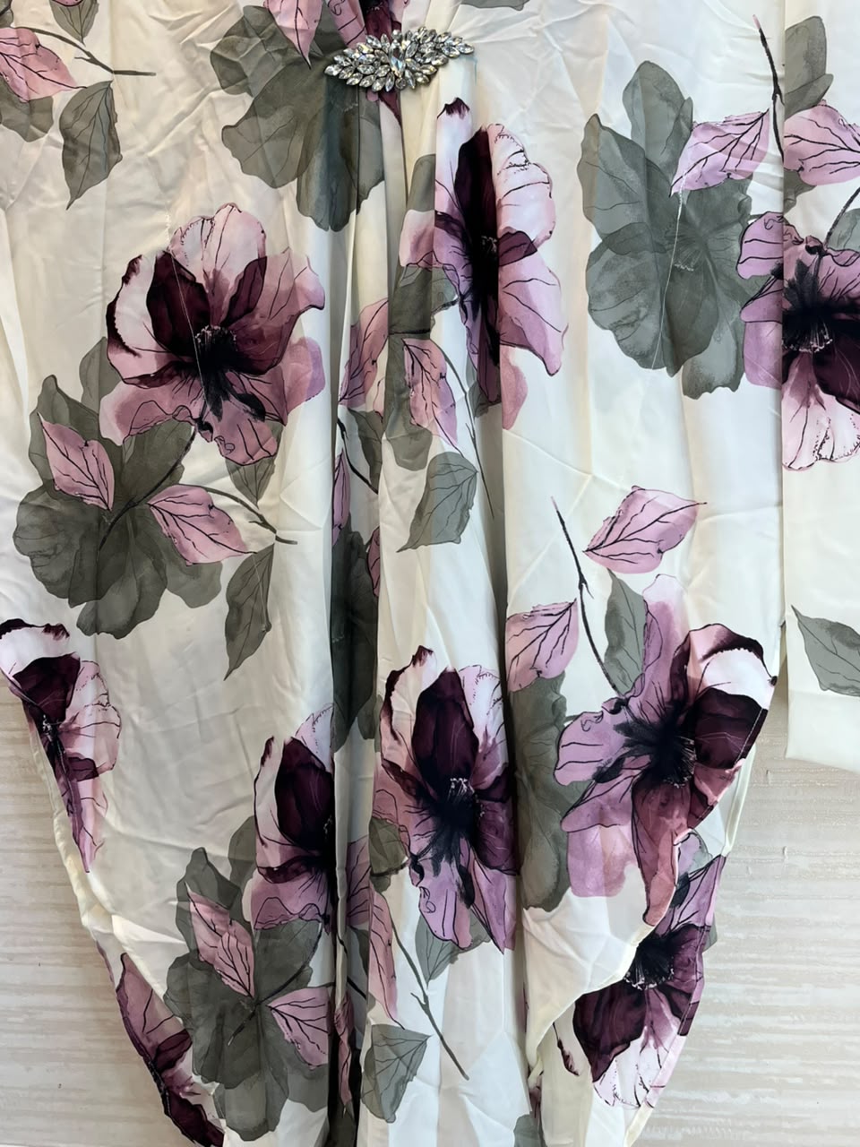 1099 Floral Kaftan Coord Set - Ivory