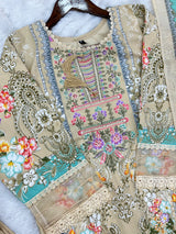 1449 Pakistani Embroidered Suit - Chiku