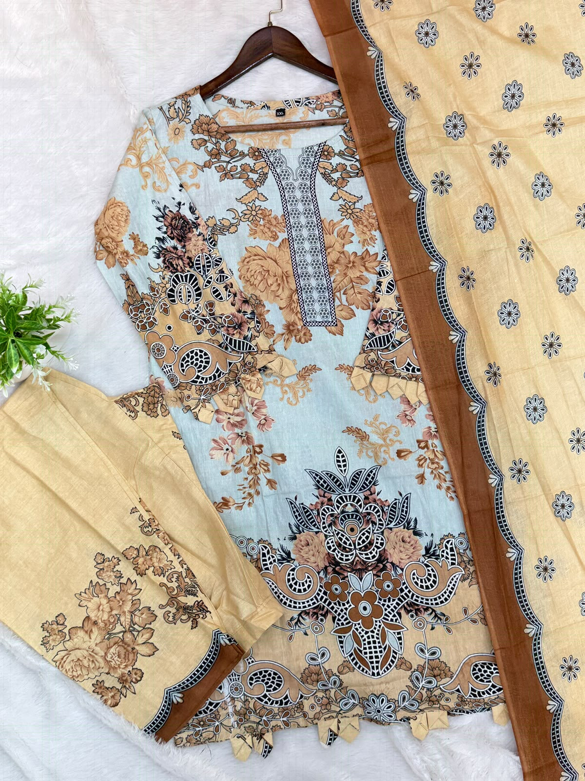 1450 Pakistani Embroidered Suit - Sky Blue